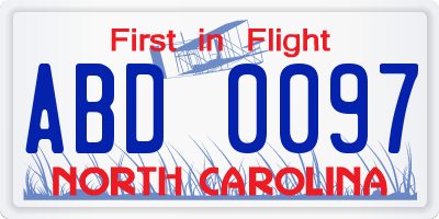 NC license plate ABD0097