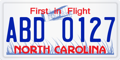 NC license plate ABD0127