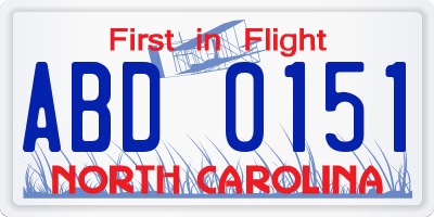 NC license plate ABD0151
