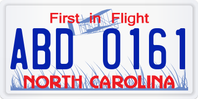 NC license plate ABD0161