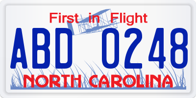 NC license plate ABD0248