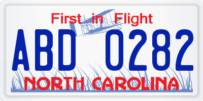 NC license plate ABD0282