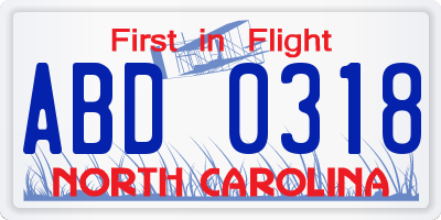 NC license plate ABD0318