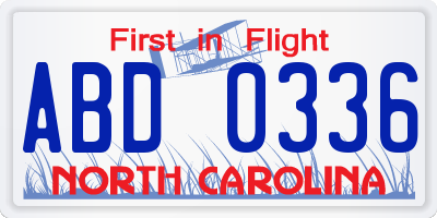 NC license plate ABD0336