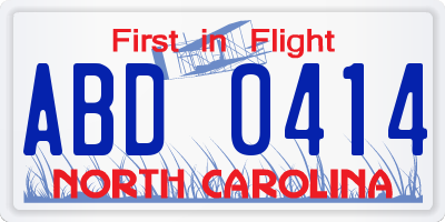 NC license plate ABD0414