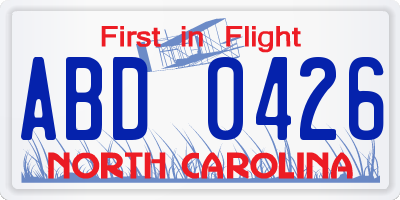 NC license plate ABD0426