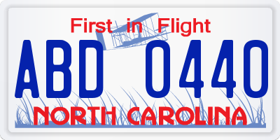 NC license plate ABD0440
