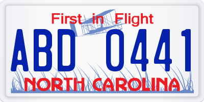 NC license plate ABD0441
