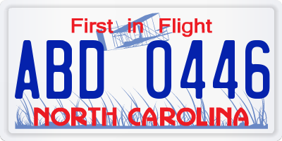 NC license plate ABD0446