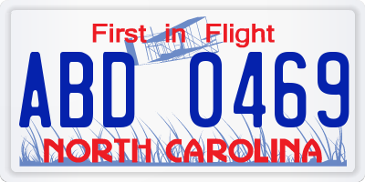 NC license plate ABD0469