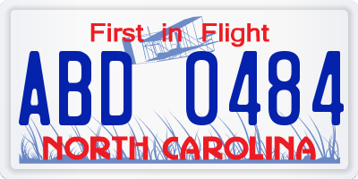 NC license plate ABD0484