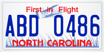 NC license plate ABD0486