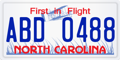 NC license plate ABD0488