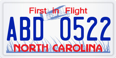 NC license plate ABD0522