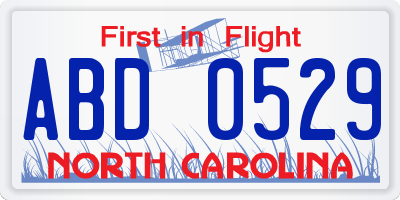 NC license plate ABD0529