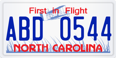 NC license plate ABD0544
