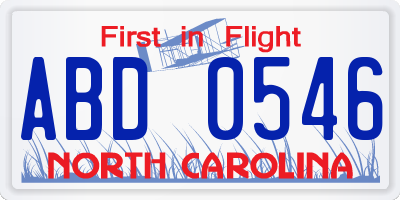 NC license plate ABD0546