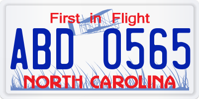 NC license plate ABD0565