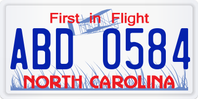 NC license plate ABD0584