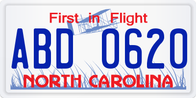 NC license plate ABD0620