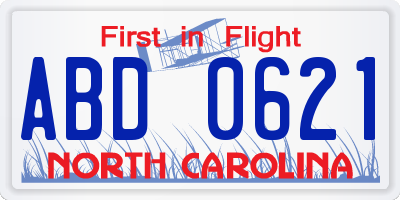 NC license plate ABD0621