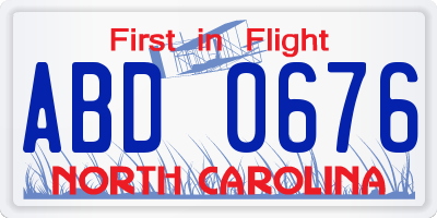 NC license plate ABD0676
