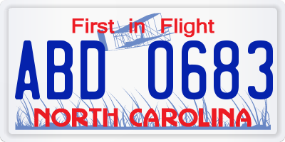NC license plate ABD0683