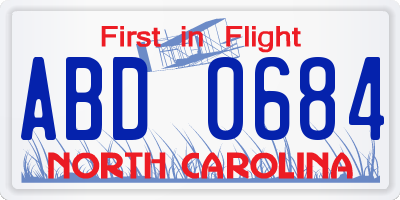 NC license plate ABD0684