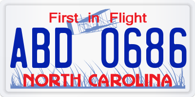 NC license plate ABD0686
