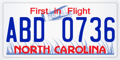NC license plate ABD0736
