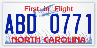 NC license plate ABD0771