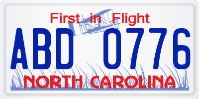 NC license plate ABD0776