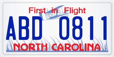 NC license plate ABD0811