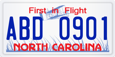 NC license plate ABD0901