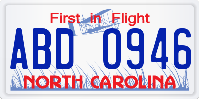 NC license plate ABD0946