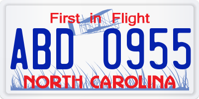 NC license plate ABD0955