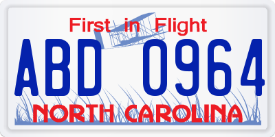 NC license plate ABD0964