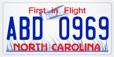 NC license plate ABD0969