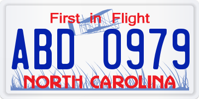 NC license plate ABD0979