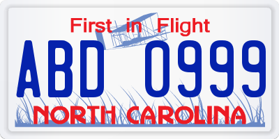 NC license plate ABD0999