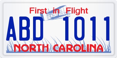 NC license plate ABD1011