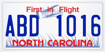 NC license plate ABD1016