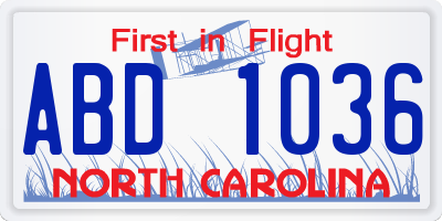 NC license plate ABD1036