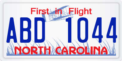 NC license plate ABD1044