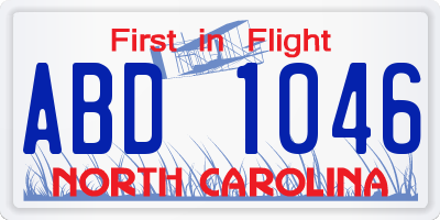 NC license plate ABD1046