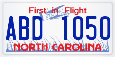 NC license plate ABD1050