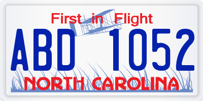 NC license plate ABD1052