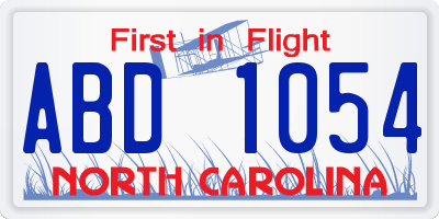 NC license plate ABD1054