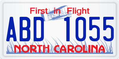 NC license plate ABD1055