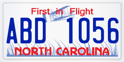 NC license plate ABD1056